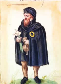 rappresentazione di un ebrei 
      di Worms con un anello giallo (16 ° secolo)